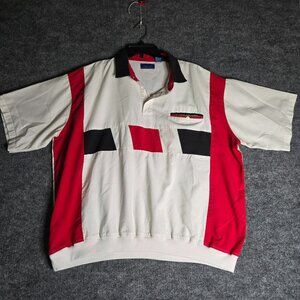 VTG Towncraft Polo Shirt Mens 2XL Red/white/black Short Sleeve Elastic Waist